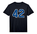 Number 42 Distressed Varsity Blue T-Shirt - Aesthetic Graphic Unisex