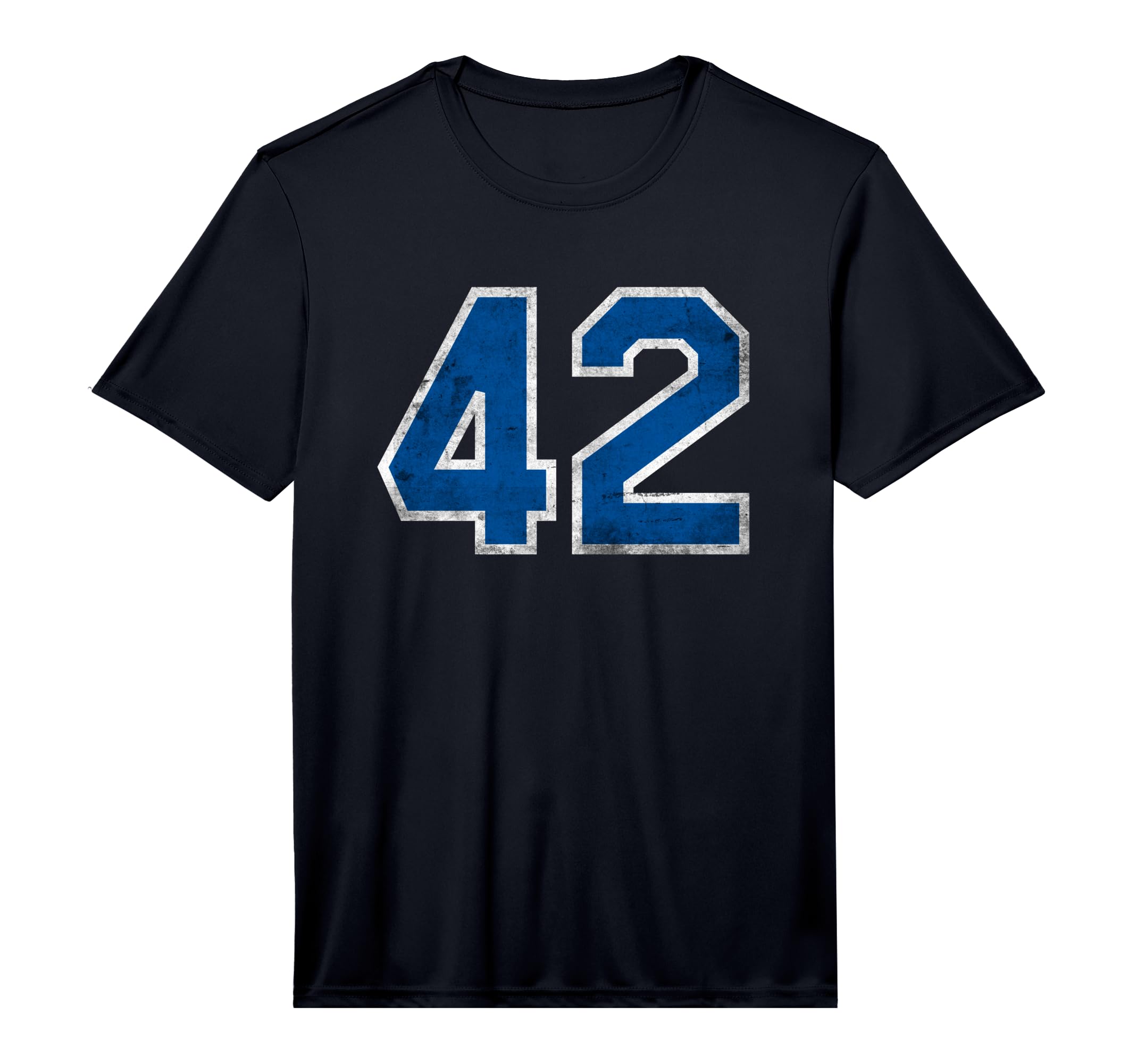 Number 42 Distressed Varsity Blue T-Shirt - Aesthetic Graphic Unisex