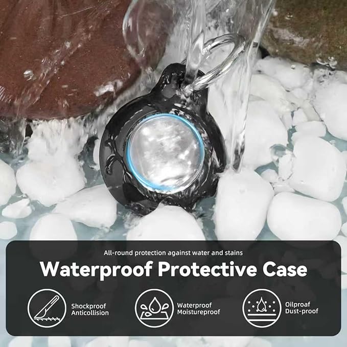 Upgrade Waterproof 2 Pack Airtags Holder with Apple Airtags Keychain, Hard PC Air Tag Case, Anti-Scratch & Shock Air tag Holder, Men's Women's Keyrings & Keychains-Black+Grey