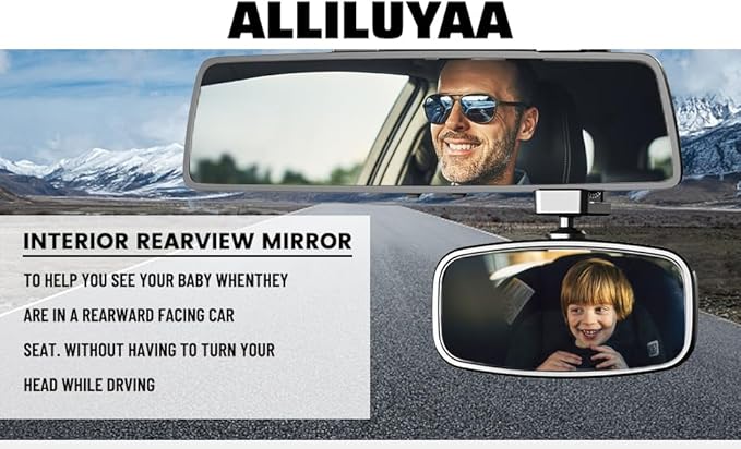360-Degree Baby Car Mirror for Rear-Facing Seats,Kids Safety Mirrors with Tool-Free Installation,Kids Rear View Mirror BPA-Free Shatterproof & ASTM Certified (Adjustable 14"-22") (2 Pack)