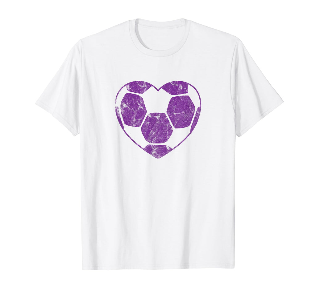 Purple Soccer Ball Heart Mom Fan Parent T-Shirt - Unique Graphic for Adults