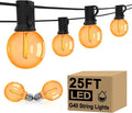 Halloween Orange String Lights, 25Ft G40 Outdoor Halloween Decorations Lights with 27 LED Shatterproof Orange Globe Bulbs, Hanging Patio Lights for Christmas Backyard Holiday Fall Party Garden Decor