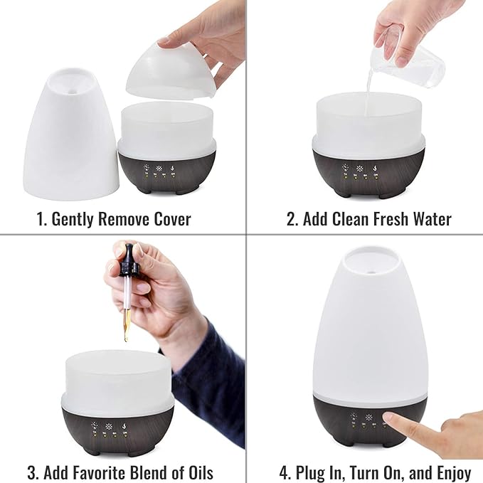 HealthSmart Essential Oil Diffuser, Cool Mist Humidifier and Aromatherapy Diffuser, FSA HSA Eligible with 500ML Tank for Large Rooms, Adjustable Timer, Mist Mode and 7 LED Light Colors, (Pack of 2)