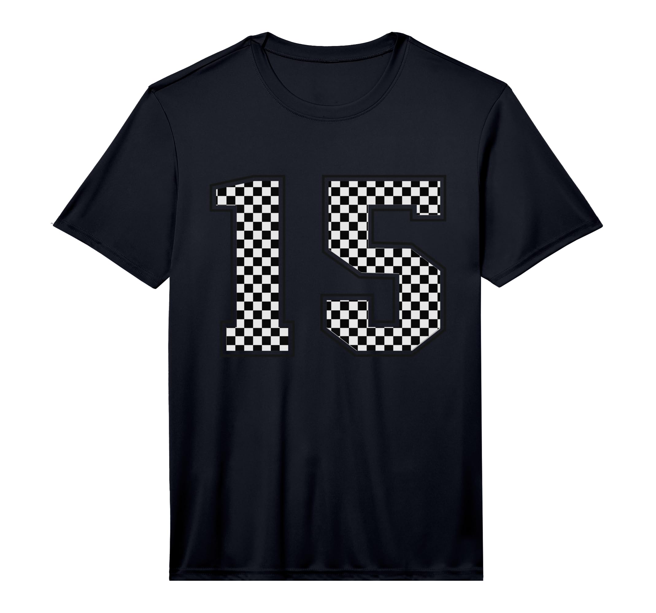 Checkered Sports Team Number 15 T-Shirt - Fun Novelty Design Men Women