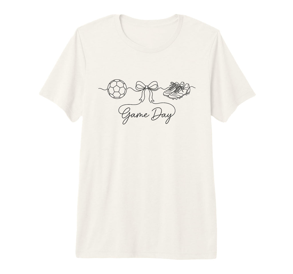 Game Day Soccer Mom Ball Bow Cleats Sports T-Shirt - Unique Graphic Unisex