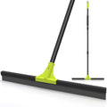 Floor Squeegee Heavy Duty, 24” Rubber Foam Water Scraper Broom, Epoxy Wiper Mop with 62 inches Long Handle for Cleaning Concrete Pool Rug Garage Deck Shower Window Outdoor Indoor (Green)