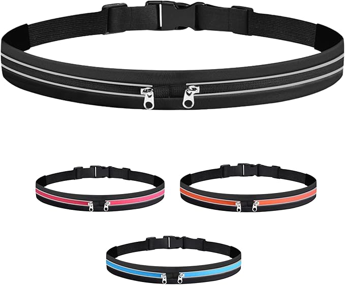 Slim Running Belts for Women Men - Running Phone Holder Fanny Pack for Key, Accessories Fits ALL Cell Phones, Black