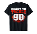 Football 90Th Birthday Player Tackle T-Shirt - Novelty Apparel for Adults