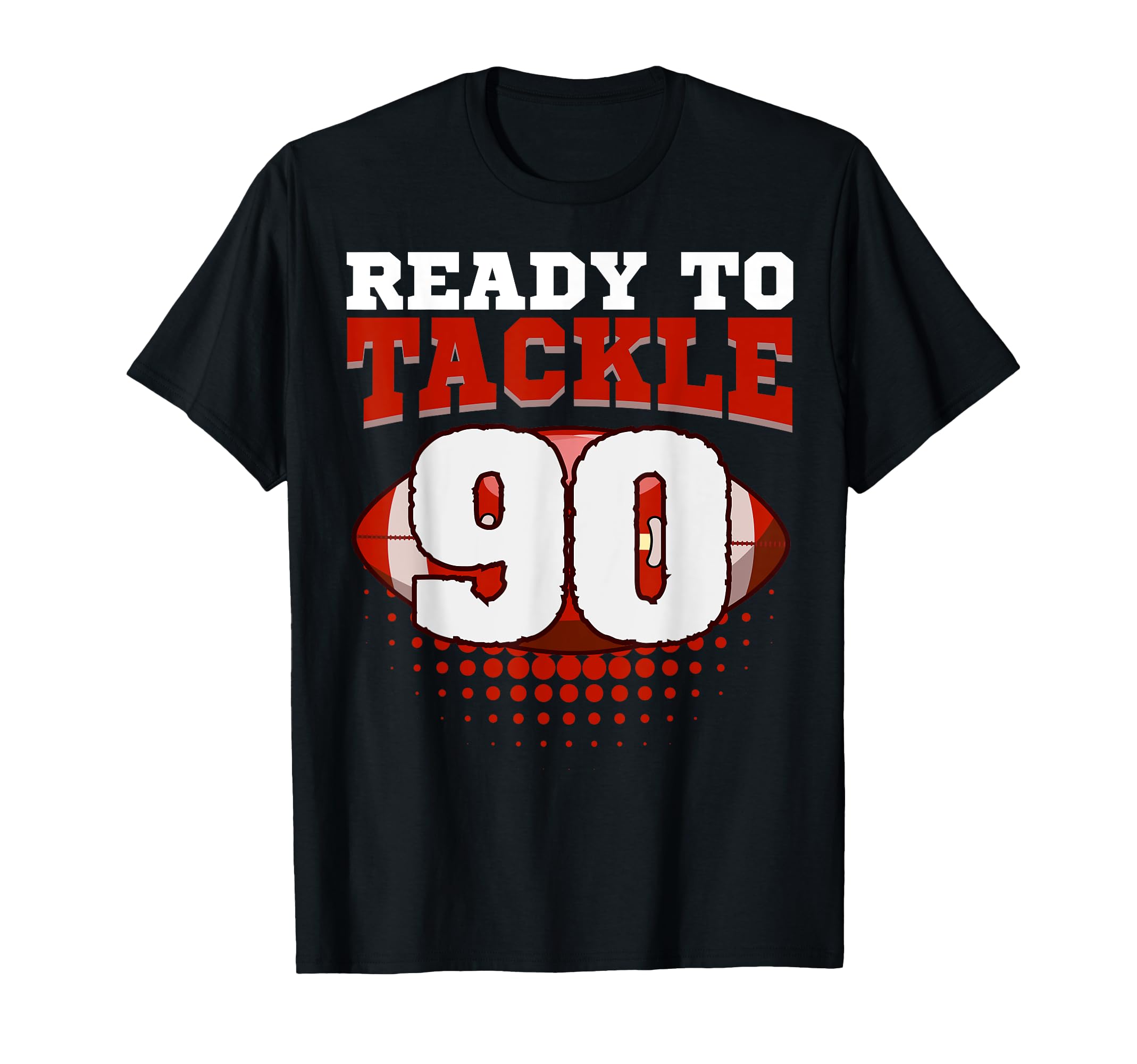Football 90Th Birthday Player Tackle T-Shirt - Novelty Apparel for Adults