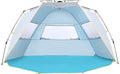 WolfWise 4-5 Person Easy Up Beach Tent UPF 50+ Portable Instant Sun Shelter Canopy Umbrella with Extended Zippered Porch, Blue