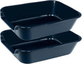 2 Pack of Extra Large Cat Litter Box (ABS Material), Low Entry Senior Litter Pen for Geriatric Kitty Big Cats, Jumbo Pet Safe Litter Boxes Tray for Pets Potty (Dark Blue, 20" L x 15.5" W)