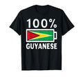 Guyana Flag 100 Guyanese Battery Power T-Shirt - Minimalist Print Men Women