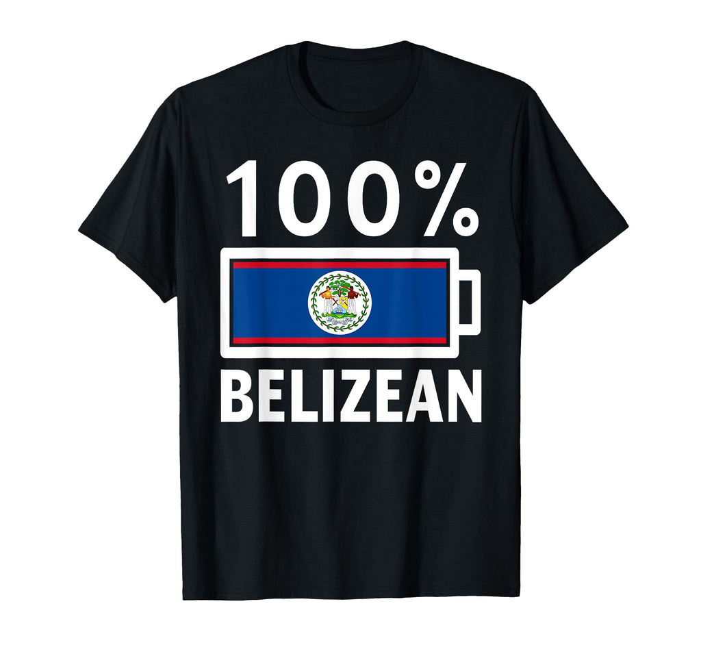 Belize Flag 100 Belizean Battery Power T-Shirt - Graphic Print Unisex
