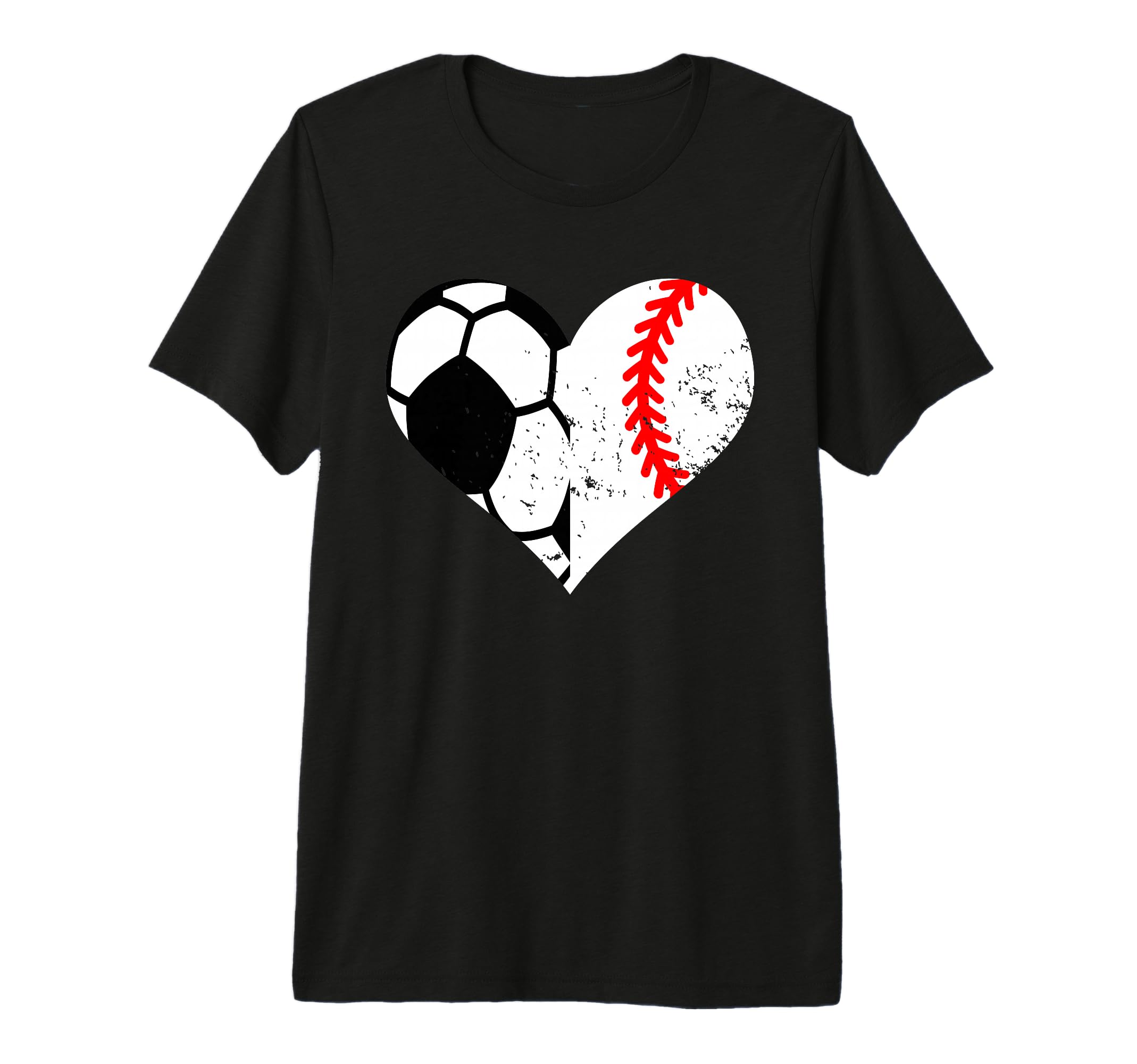 Soccer Baseball Heart Funny Soccer T-Shirt - Novelty Apparel Men Women