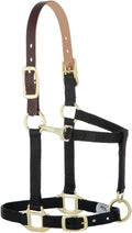 Weaver Equine Breakaway Horse Halter, Supple Leather Crown, Adjustable Chin & Throat Snap Halters for Horses, Equine Tack,Pony Size, Black