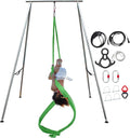 TECSPEC 9.6 FT/115.3 Inch Adjustable Height Aerial Yoga Frame & Hammock, Professional Swing Stand with 18 FT/33FT Aerial Silk, 550lbs Max Capacity
