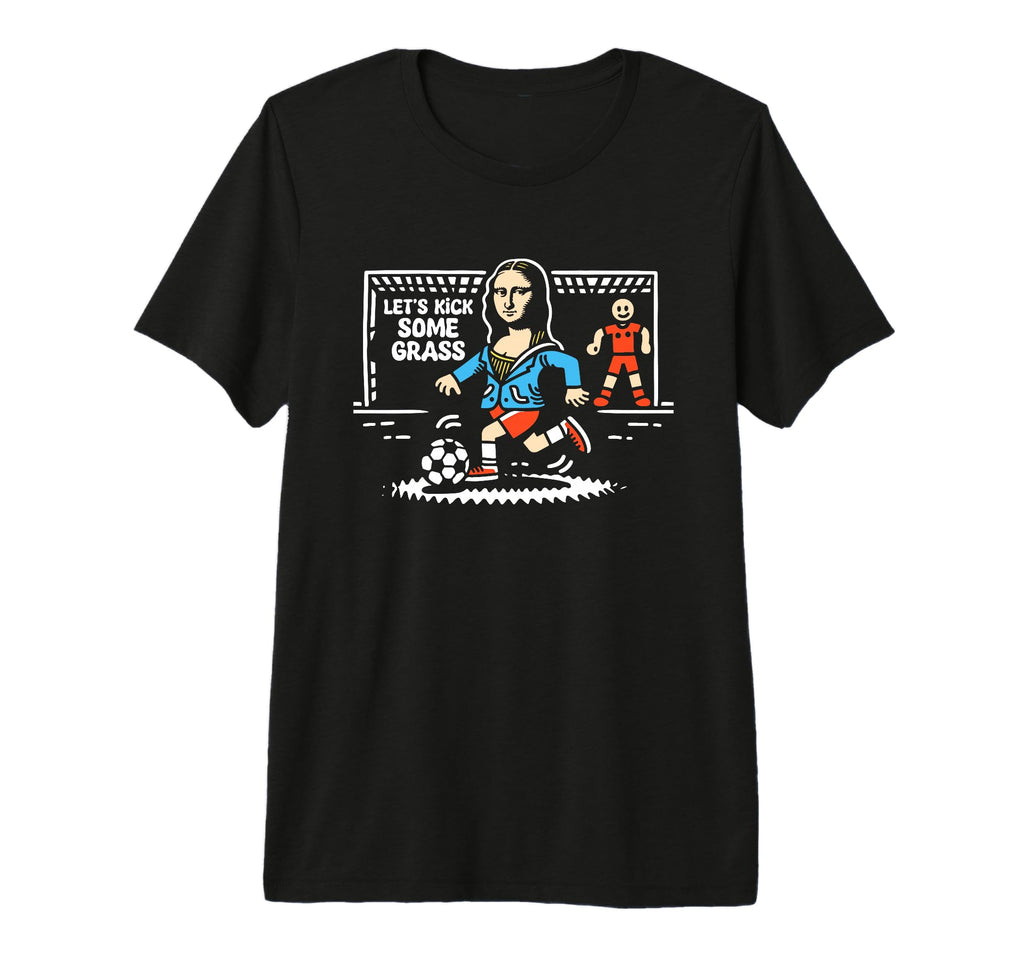 Mona Lisa Soccer Player Funny T-Shirt - Casual Everyday Wear Men Women