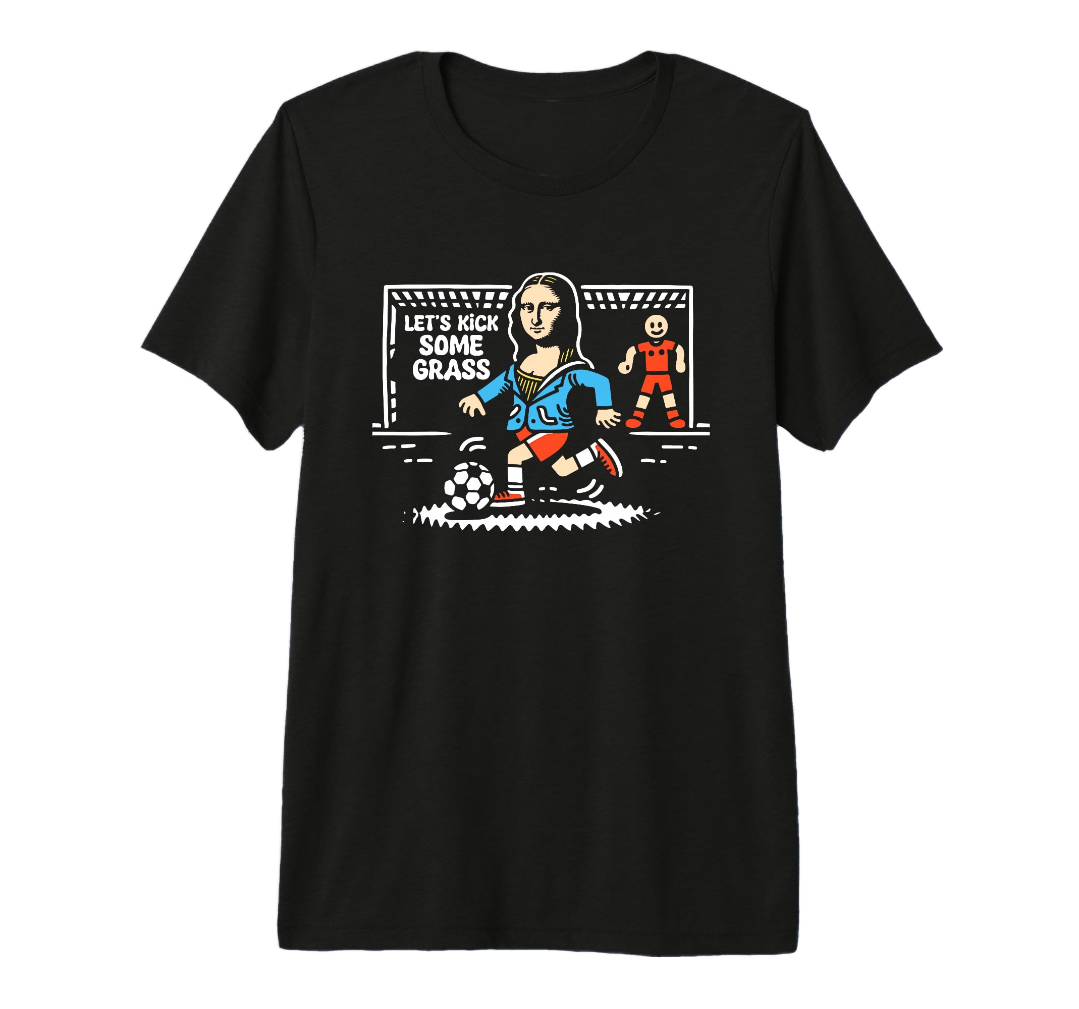 Mona Lisa Soccer Player Funny T-Shirt - Casual Everyday Wear Men Women