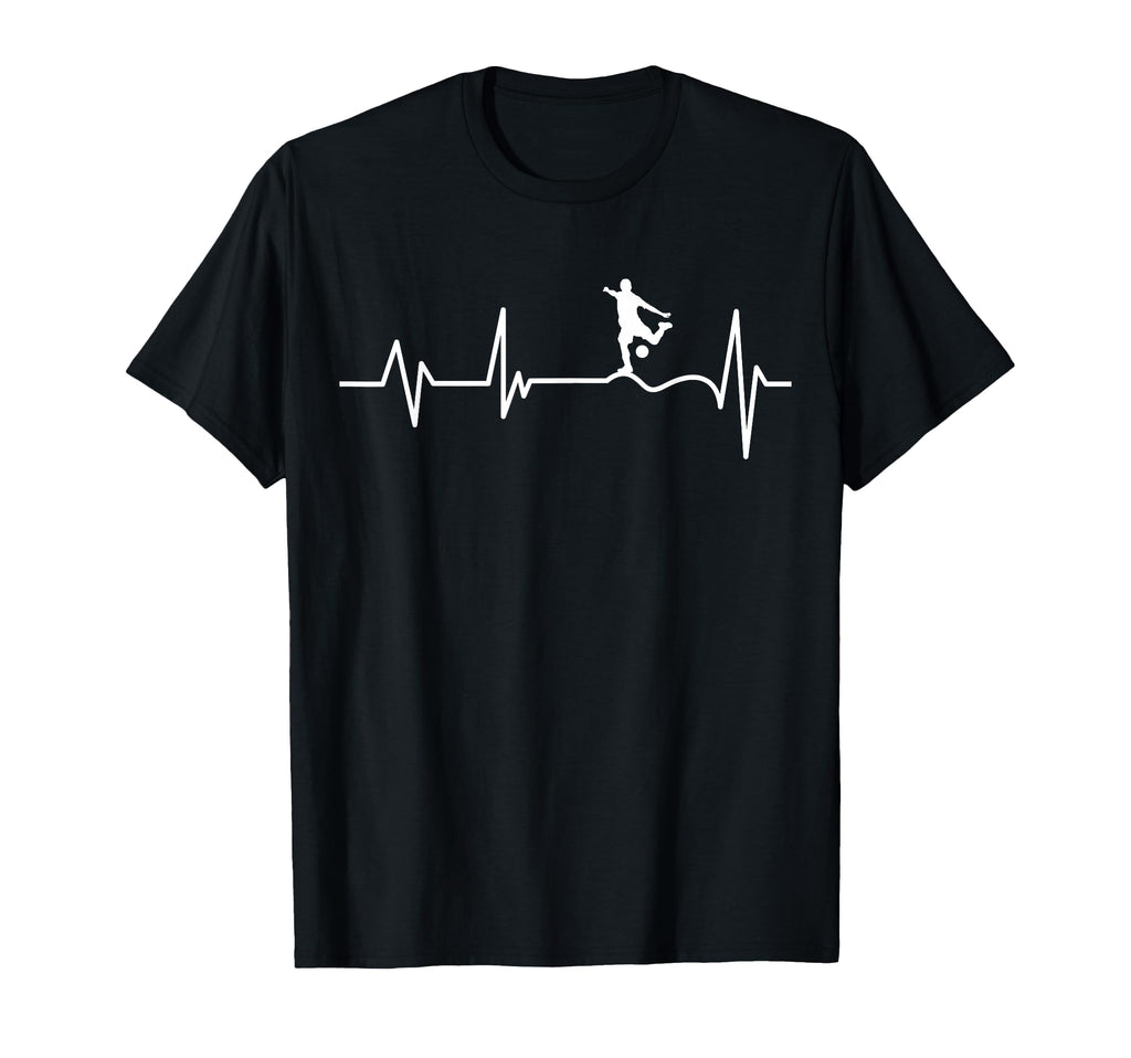 Footballer Heartbeat Football Player T-Shirt - Trendy Graphic for Adults