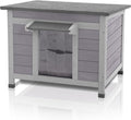 GUTINNEEN Outdoor Cat House Wooden Rabbit Hutch Outside Feral Cat Shelter Bunny Cage Guinea Pig Habitat Weatherproof(AIR12)