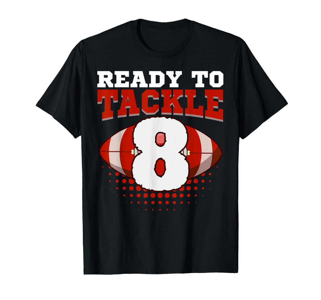 Football 8Th Birthday Player Tackle T-Shirt - Minimalist Print for Adults