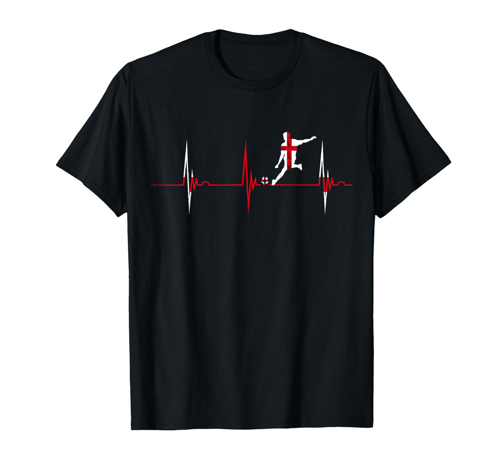 England Soccer Player Heartbeat Ekg Pulse T-Shirt - Unique Graphic Unisex