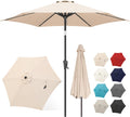 FLAME&SHADE 10ft Patio Umbrella - Outdoor Umbrella with 6 Sturdy Ribs, Push Button Tilt and Crank, UV Protection Table Market Umbrella for Pool, Porch，Garden, Deck, Backyard (Beige)