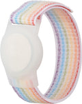 Kids Wristband Compatible with Apple AirTag, Protective Case for Air Tag GPS Tracker Holder with Nylon Bracelet, Adjustable Anti Lost Watch Band for Toddler Child Elder(Rainbow A)