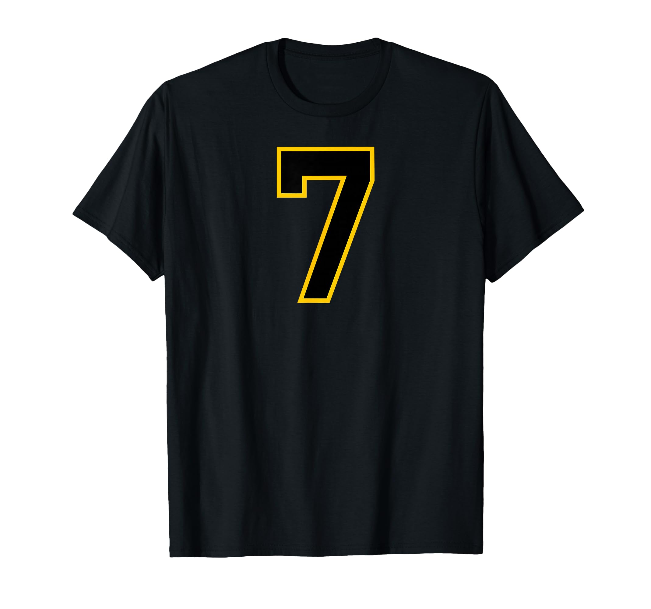 Yellow Black Sport Team Number 7 T-Shirt - Unique Graphic Unisex