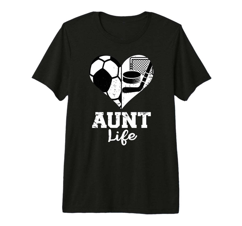 Aunt Life Soccer Hockey Heart Split T-Shirt - Streetwear Style Men Women