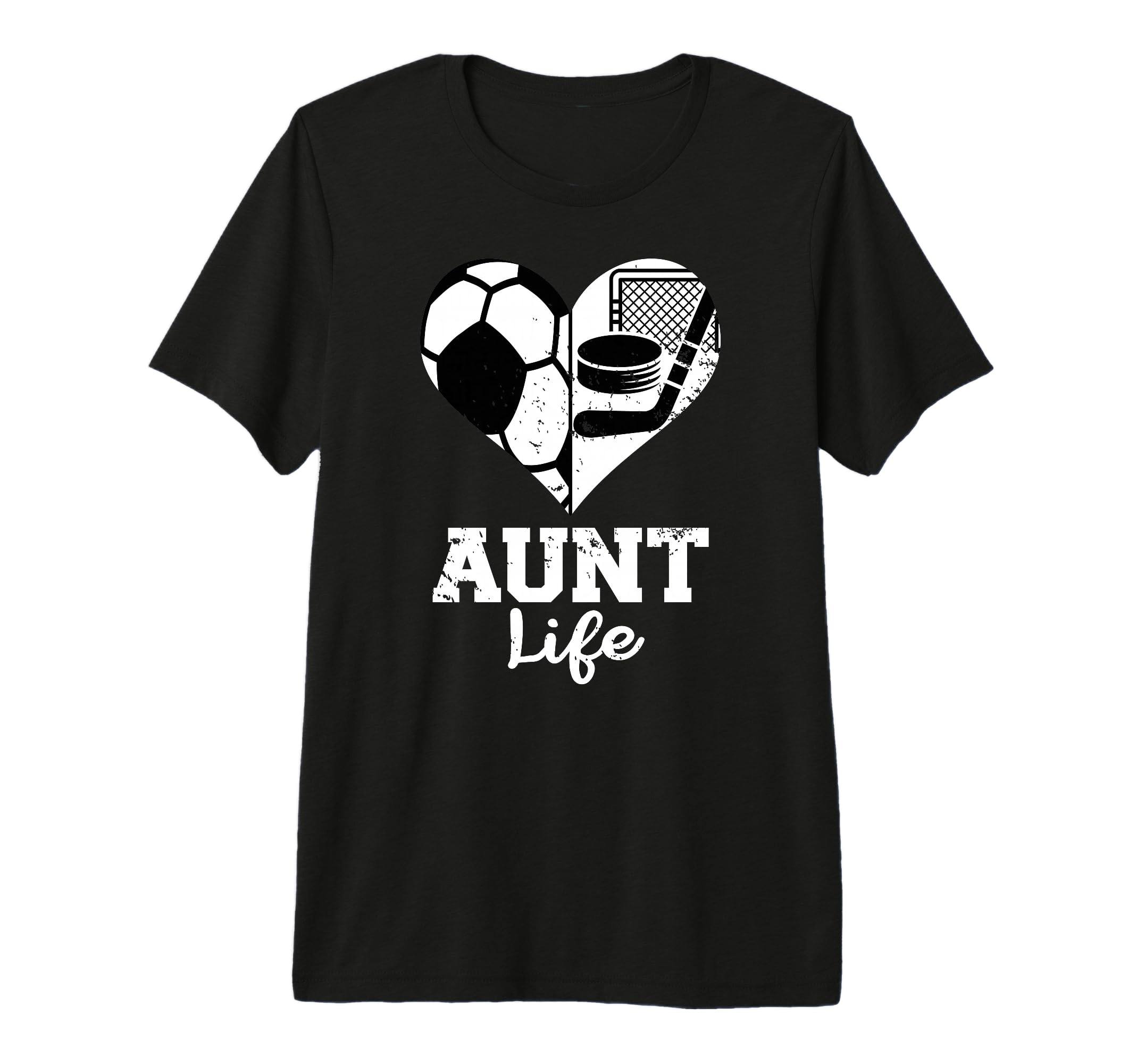 Aunt Life Soccer Hockey Heart Split T-Shirt - Streetwear Style Men Women