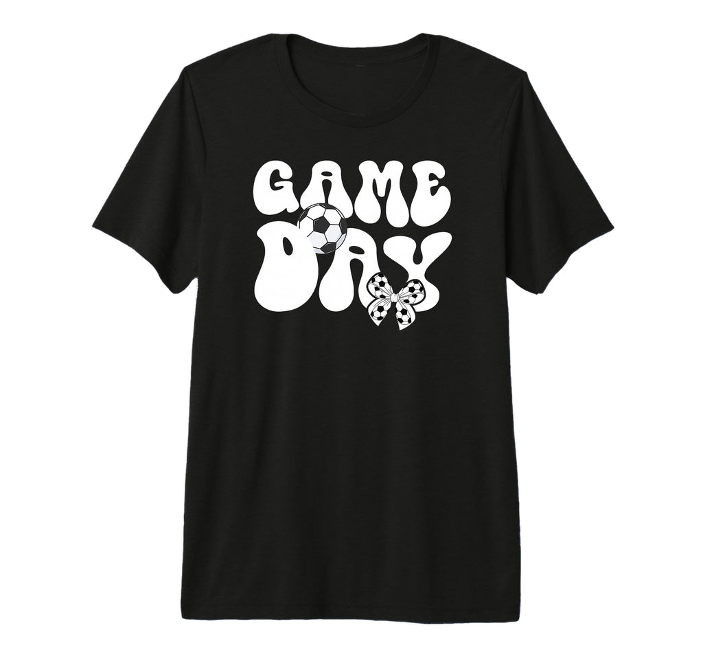 Groovy Soccer Game Day Bow Game Day T-Shirt - Custom Art Print Unisex