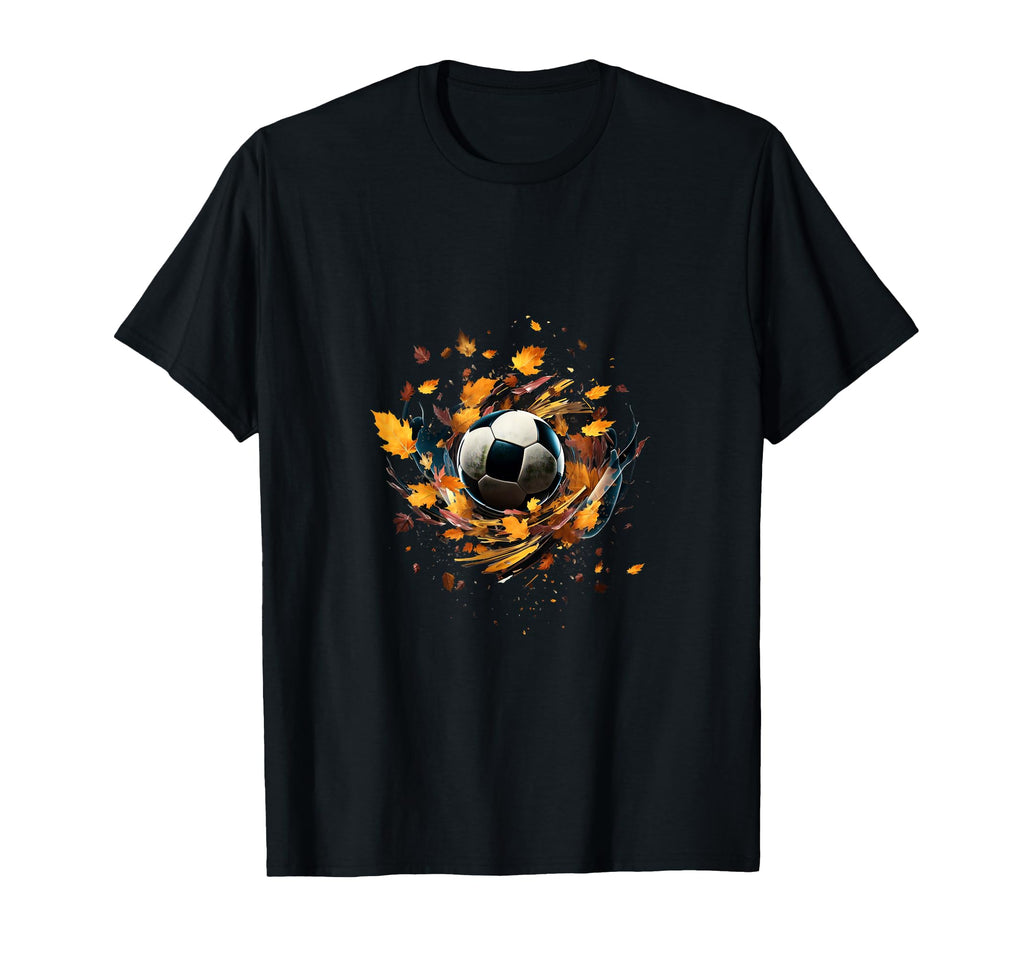 Soccer Autumn Leaves Soccer Player T-Shirt - Aesthetic Graphic Unisex