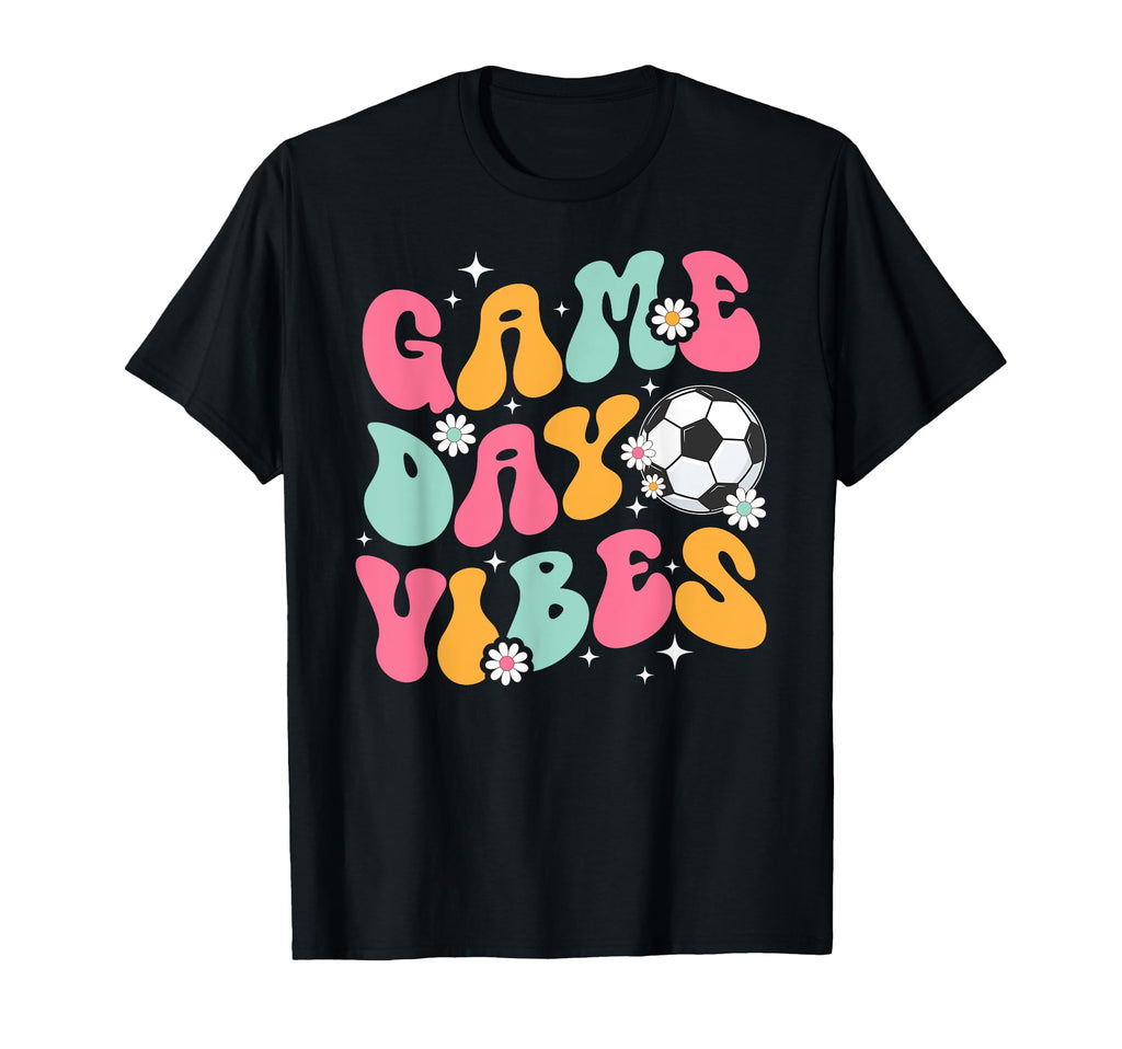 Groovy Soccer Game Day Vibes Game Day T-Shirt - Novelty Apparel Unisex