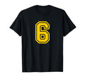 Yellow Sports Team Number 6 T-Shirt - Aesthetic Graphic Unisex
