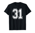 Number 31 Numbered Uniform Sports Jersey T-Shirt - Trendy Graphic Unisex