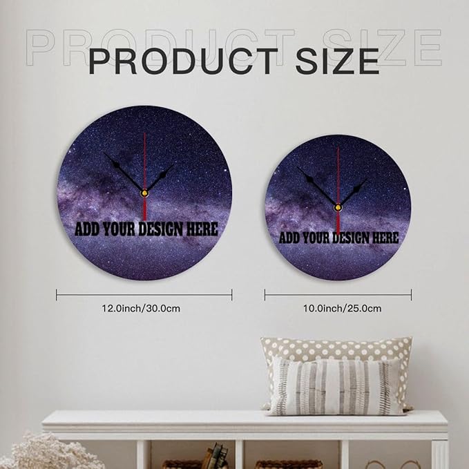 Generic Custom Wall Clock Personalized Clocks with Photo Text Logo Customized Round Clock for Birthday Wedding Present Wedding Friend Family Lover, 12inch-30cm