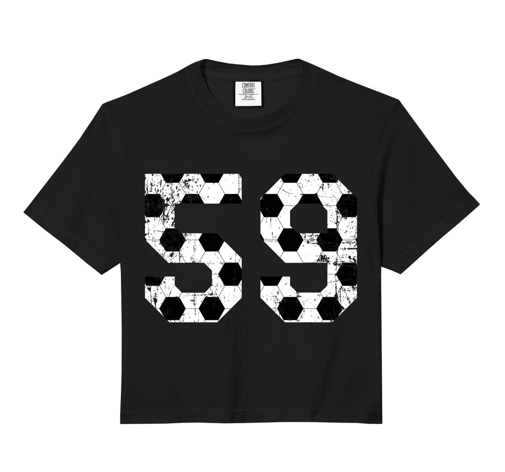 Soccer 59 Jersey Number Comfort Colors Crop Hoodie - Novelty Apparel Unisex