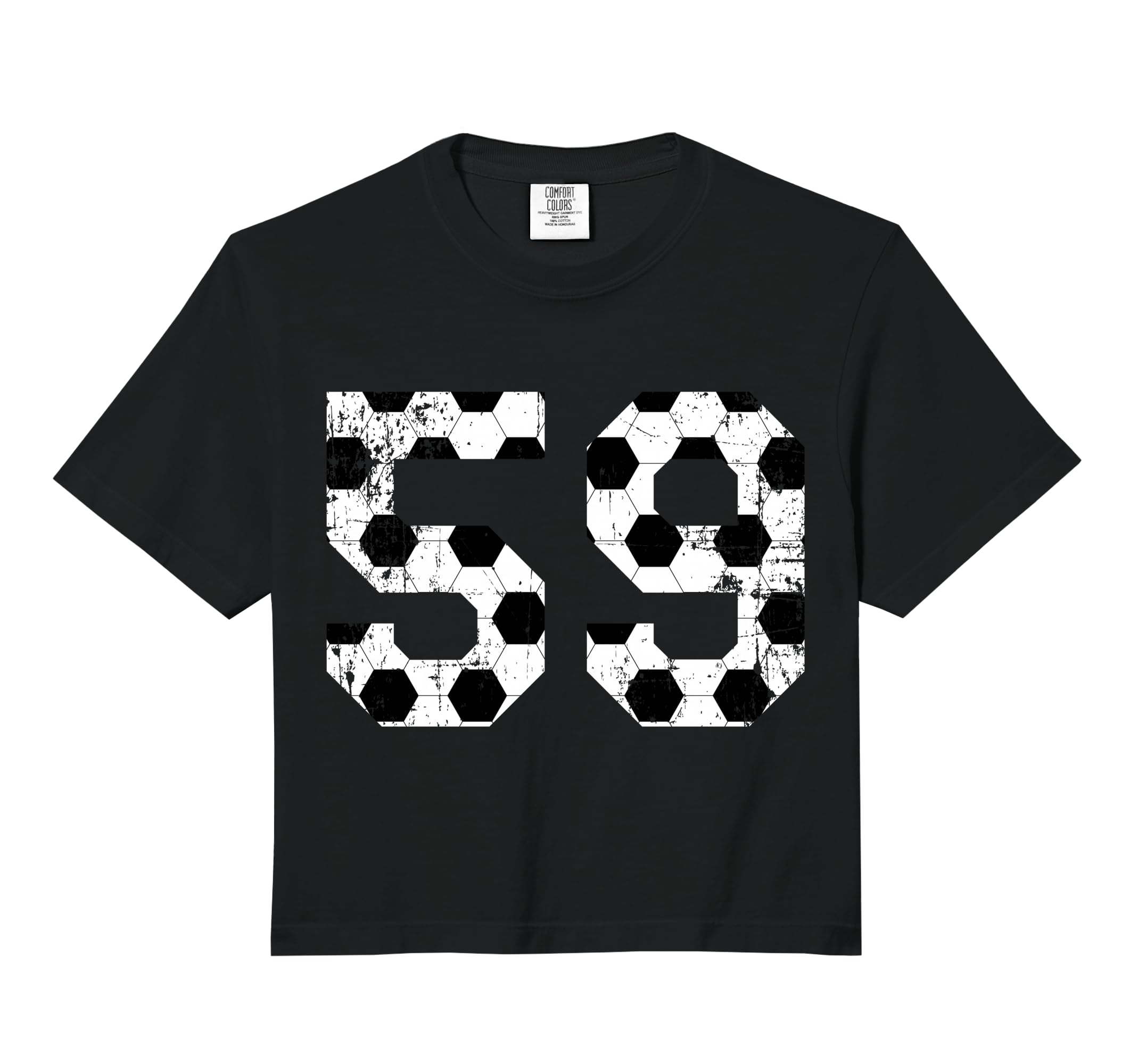 Soccer 59 Jersey Number Comfort Colors Crop Hoodie - Novelty Apparel Unisex