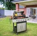 4-Burner Propane Gas BBQ Grill with Side Burner, 46,790 BTU Output, Enameled Cast Iron Grates, Heavy-Duty Stainless Steel Outdoor Grill for Backyard Barbecue