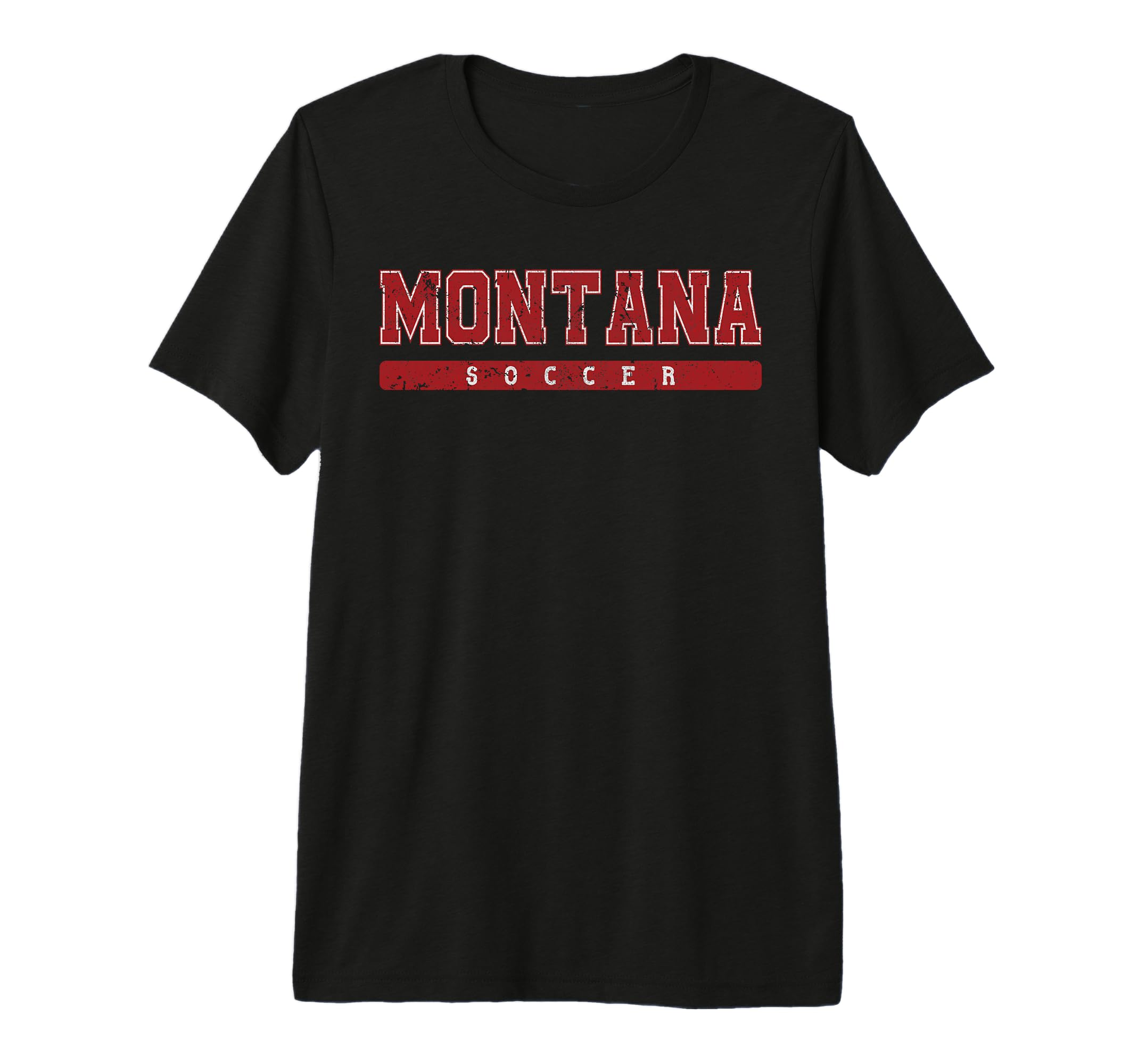 Montana Soccer Red Text Tri Blend T-Shirt - Unique Graphic Unisex