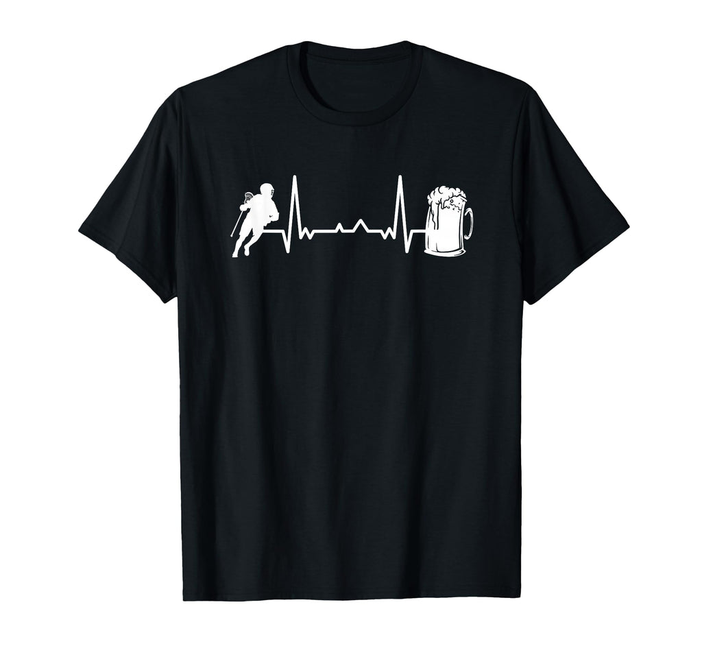 Lacrosse Goalie Heartbeat Ekg T-Shirt - Minimalist Print for Adults