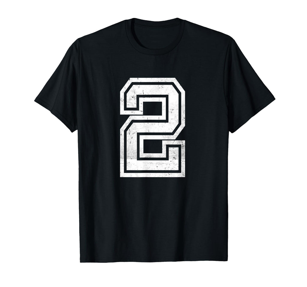 Distressed Number 2 Sport White T-Shirt - Unique Graphic for Adults