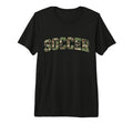 Camo Soccer Camourflage Varsity Text T-Shirt - Custom Art Print Unisex