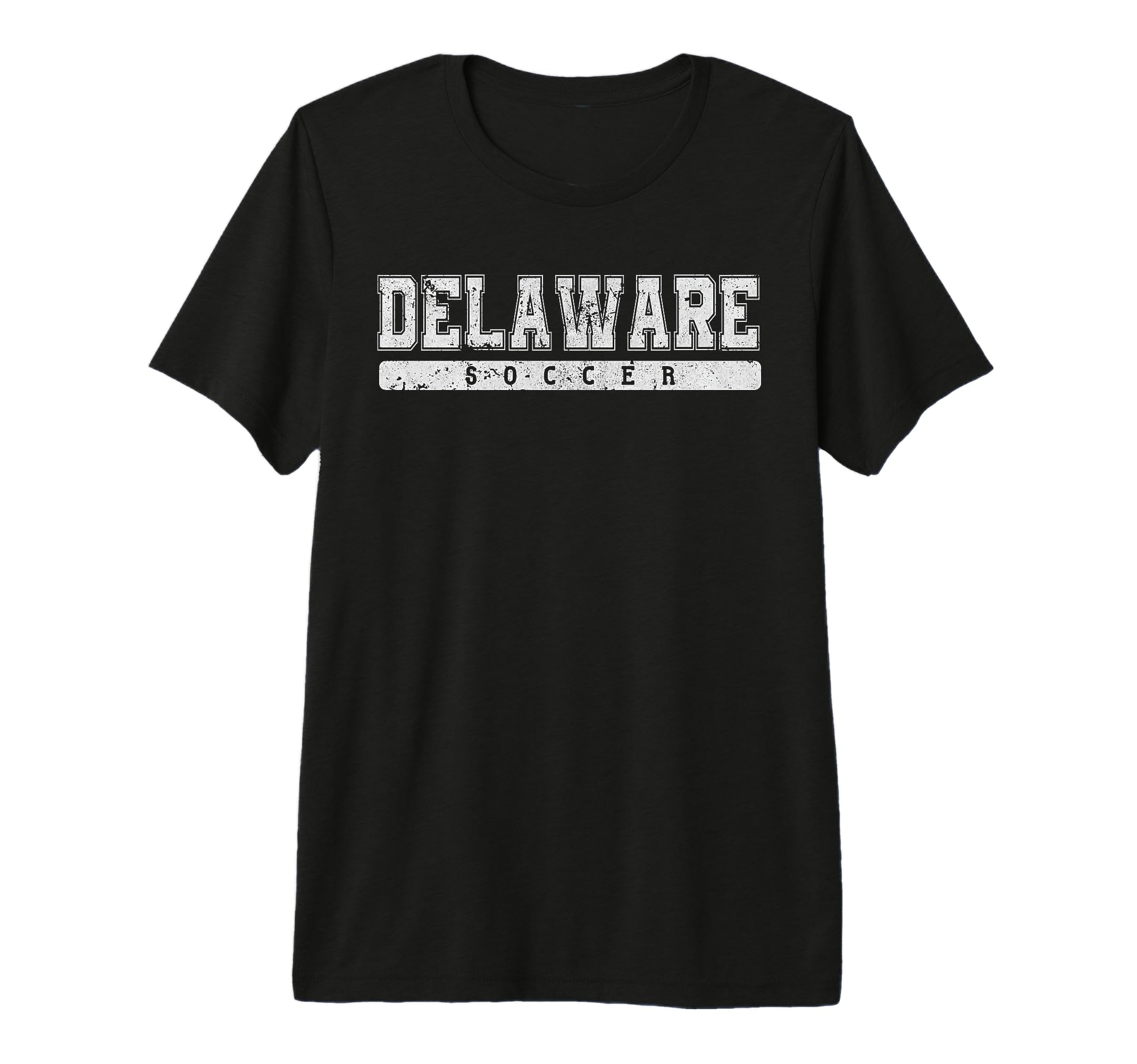 Delaware Soccer White Text Tri T-Shirt - Fun Novelty Design for Adults
