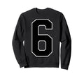 Black Sports Team Number 6 Fan Sweatshirt - Casual Everyday Wear for Adults