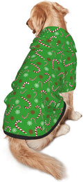 Green Candy Cane Hoodie,Christmas Cosplay Dog Clothes with Pocket and Hat Winter Clothes Sweaters Xx-Large