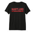 Maryland Soccer Red Text Tri Blend T-Shirt - Minimalist Print for Adults