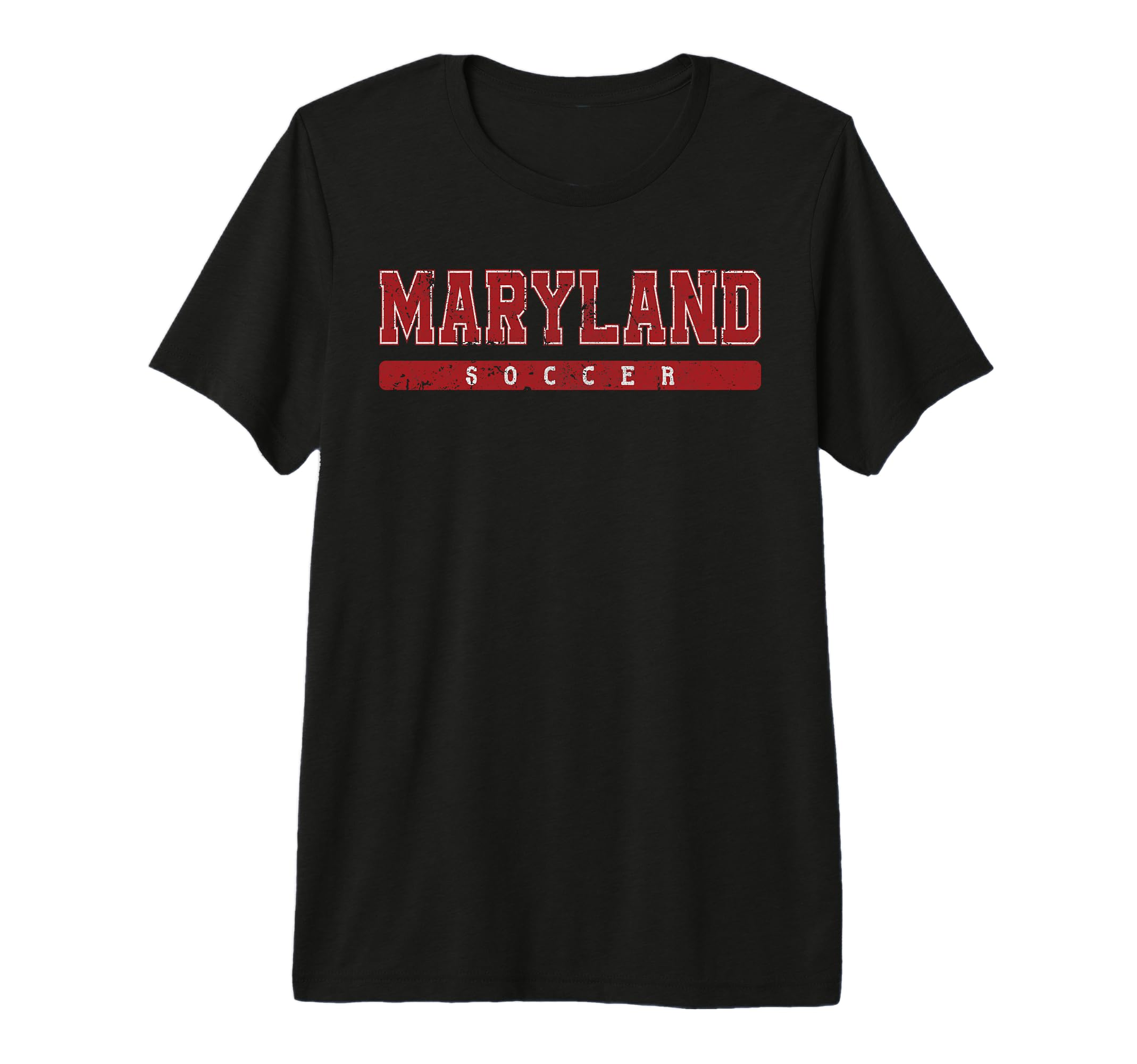 Maryland Soccer Red Text Tri Blend T-Shirt - Minimalist Print for Adults