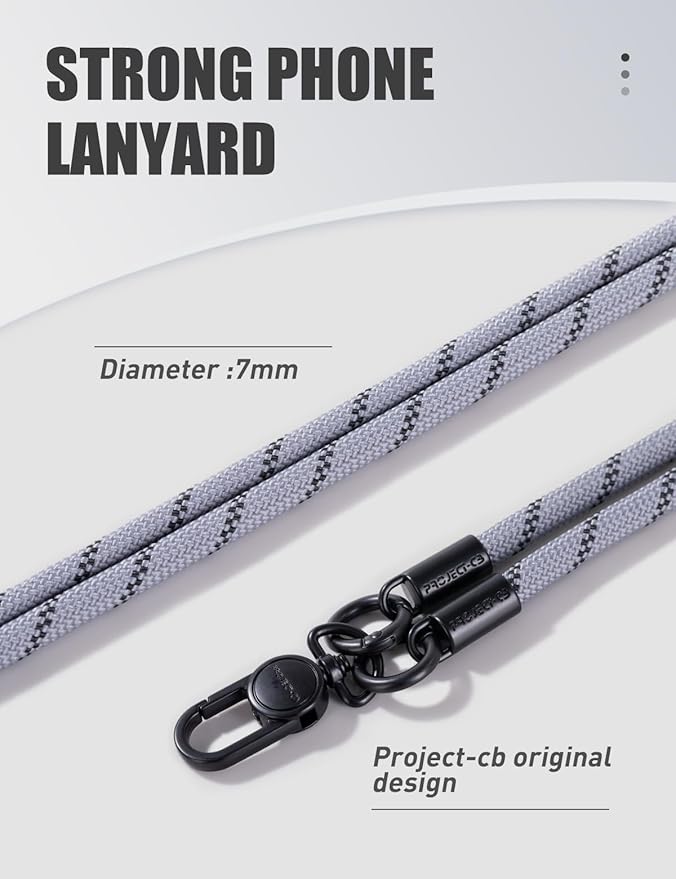 project-cb Phone Wrist Strap 1,Tether Tab 2,Phone Wristlet,Lanyard Wrist Strap,Key Holder,KeyChain,KeyRing×2(Gray)